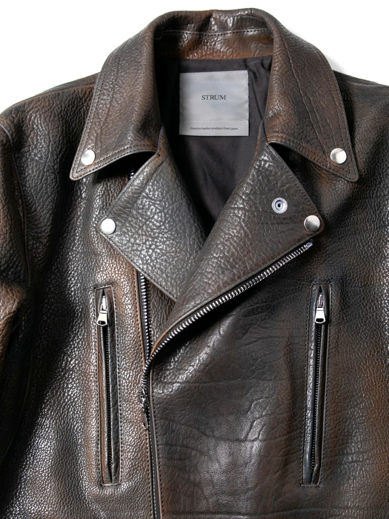 【予約品 10月12日(日) 締切】Full Vegetable Tanned Italian Double Shoulder Steer Hide Garment Burning Dyed Double Riders / イタリアン ダブルショルダー 燃焼製品染めダブルライダース / LIST