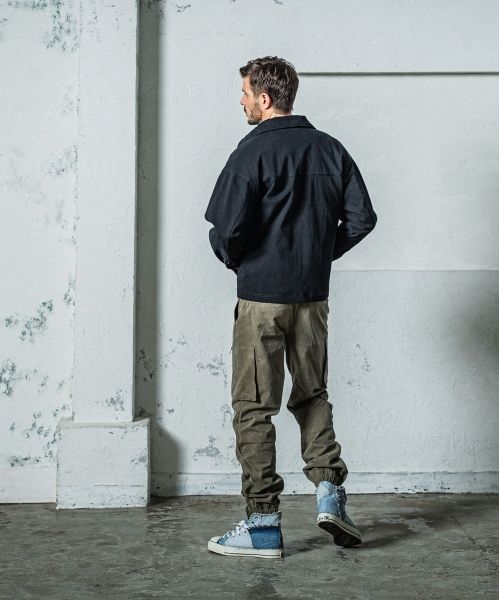 《予約11月17日19時締め》 DENIM JERSEY  OVER CPO  / デニムジャージ / ブラック