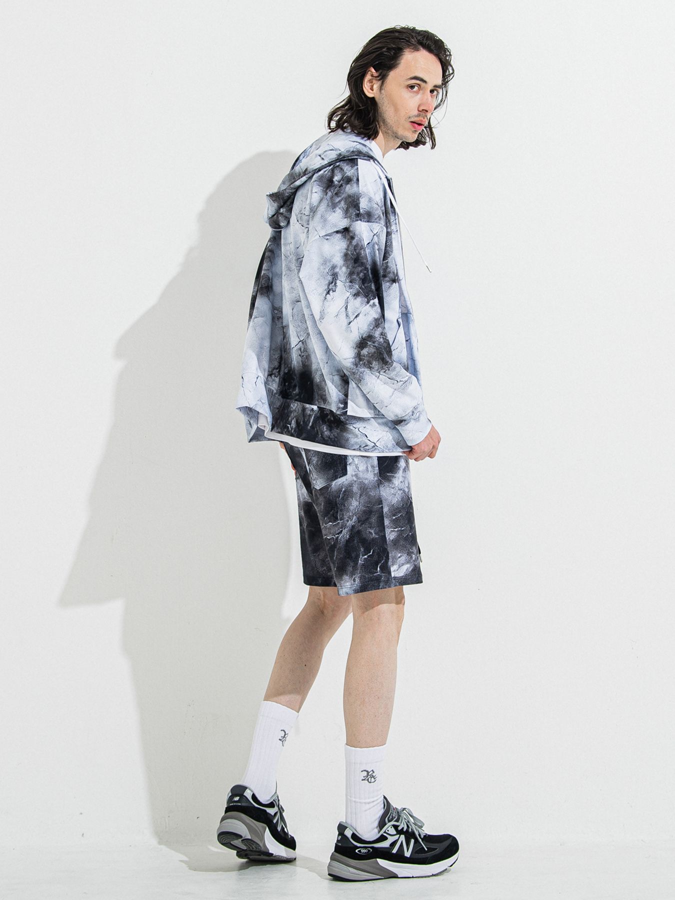 【予約品 】RASH SHORTS / ラッシュガード ショーツ / マーブルブラック