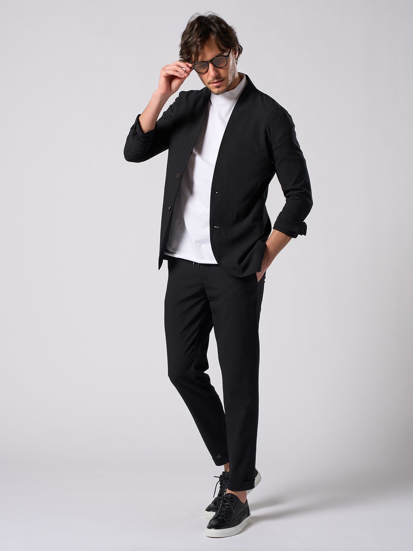 【予約品 1月25日(日) 締切】solid collar single jacket / ソリッドカラー シングル ジャケット / ブラック