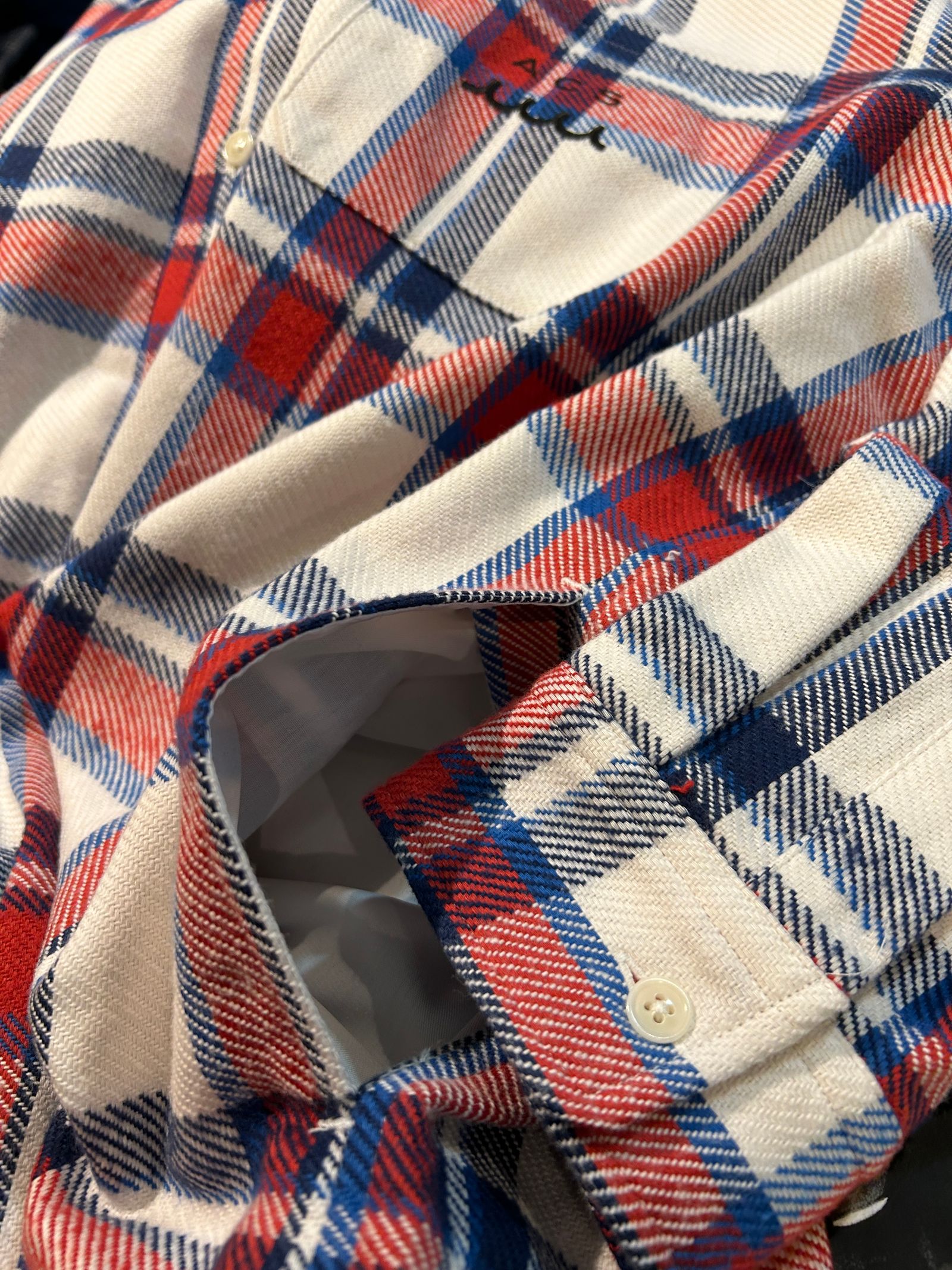 フード脱着式muta Hooded Flannel Shirts / フードシャツジャケット / ホワイト【Acanthus × muta MARINE】