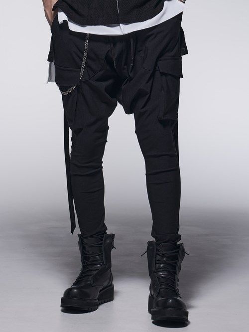 《予約品》 SaruelCargoPants / スワロ装飾カーゴパンツ / ブラック 【kiryuyrik】 9月以降入荷予定