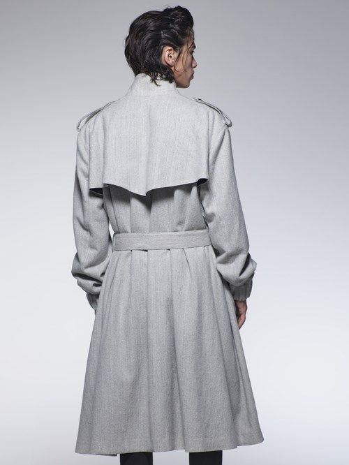 《予約品》 StandCollarDrapeCoat / スタンドカラードレープコート / ライトグレー 【kiryuyrik】 10月以降入荷予定