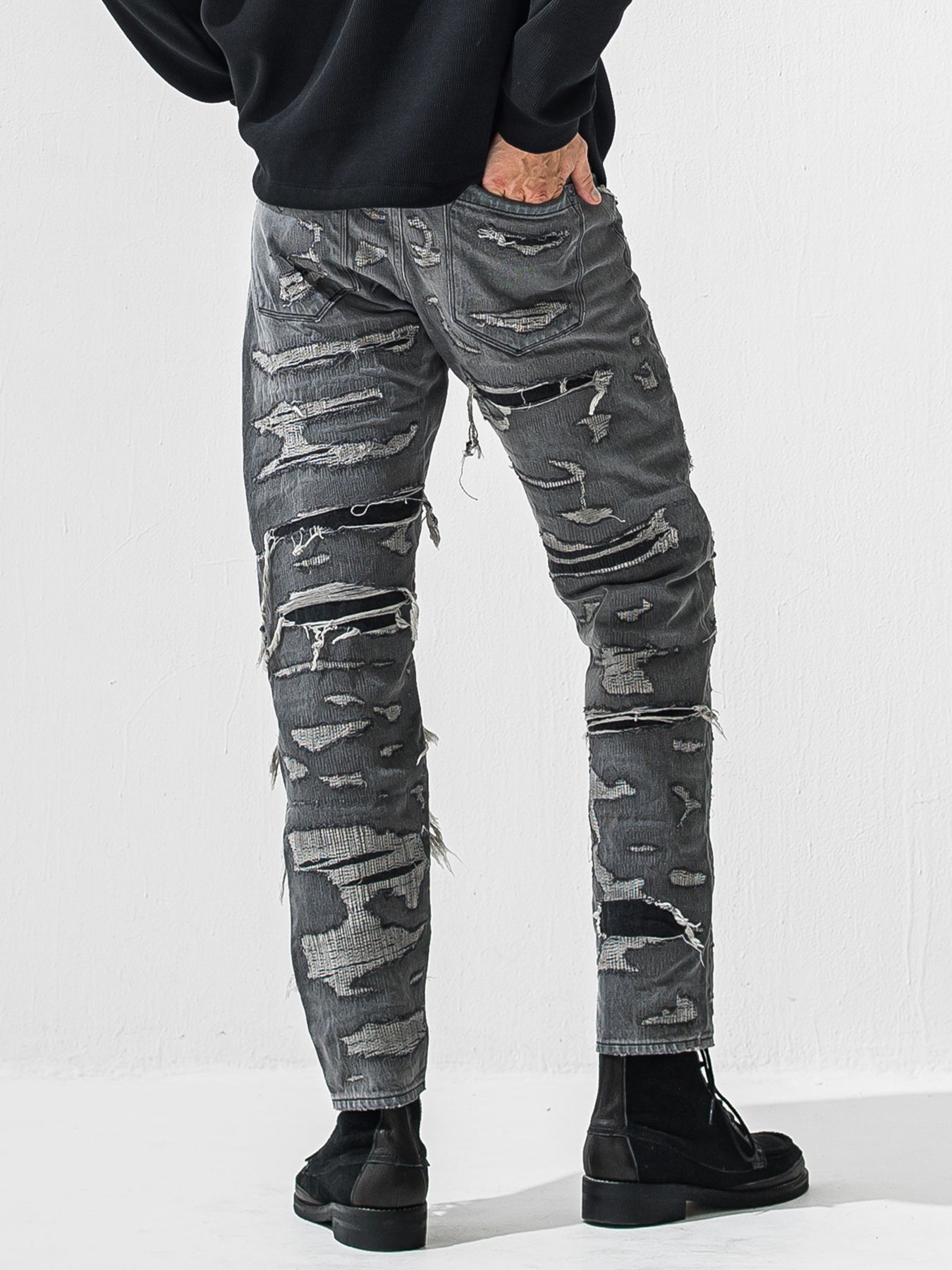 【予約品 9月6日(日) 締切】SCOTT JEANS / ライトオンスヴィンテージジーンズ / ブラック スペシャルクラッシュ