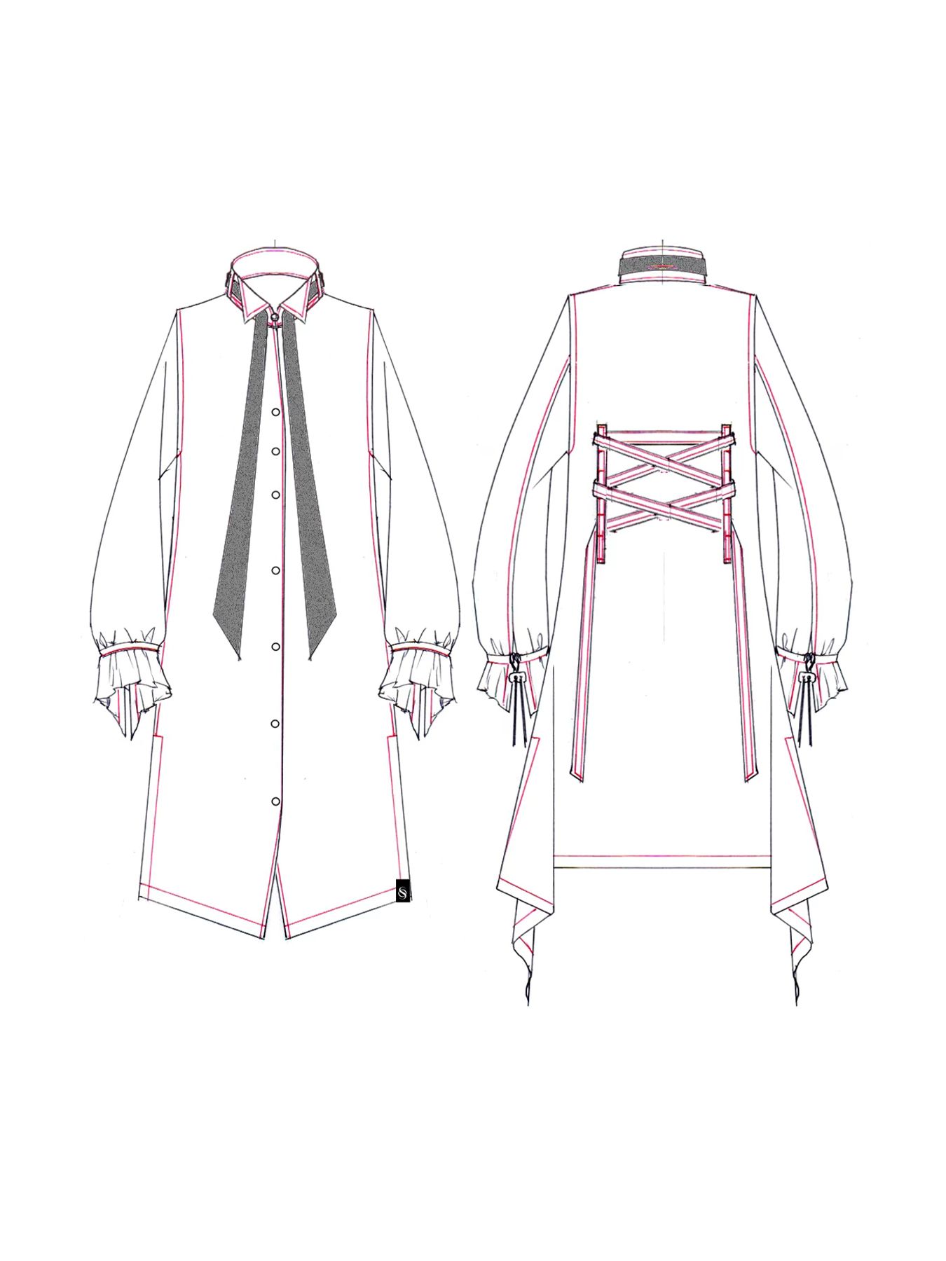 【予約品 10月26日(日) 締切】Wing Collar Flare Ribbon Shirt / ウイングカラー フレアリボンシャツ / ホワイト