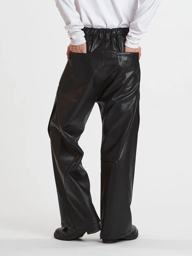 シンセティックレザーZIPフレアパンツ / ブラック【NOID.】