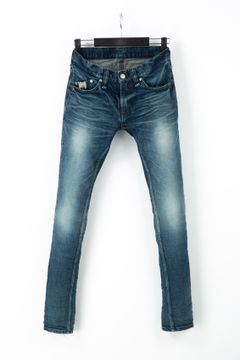 【予約品】 12.5oz オーガニックコットン ストレッチデニム スキニー ユーズド加工 / INDIGO 【STRUM】 《1月下~2月上 入荷予定》