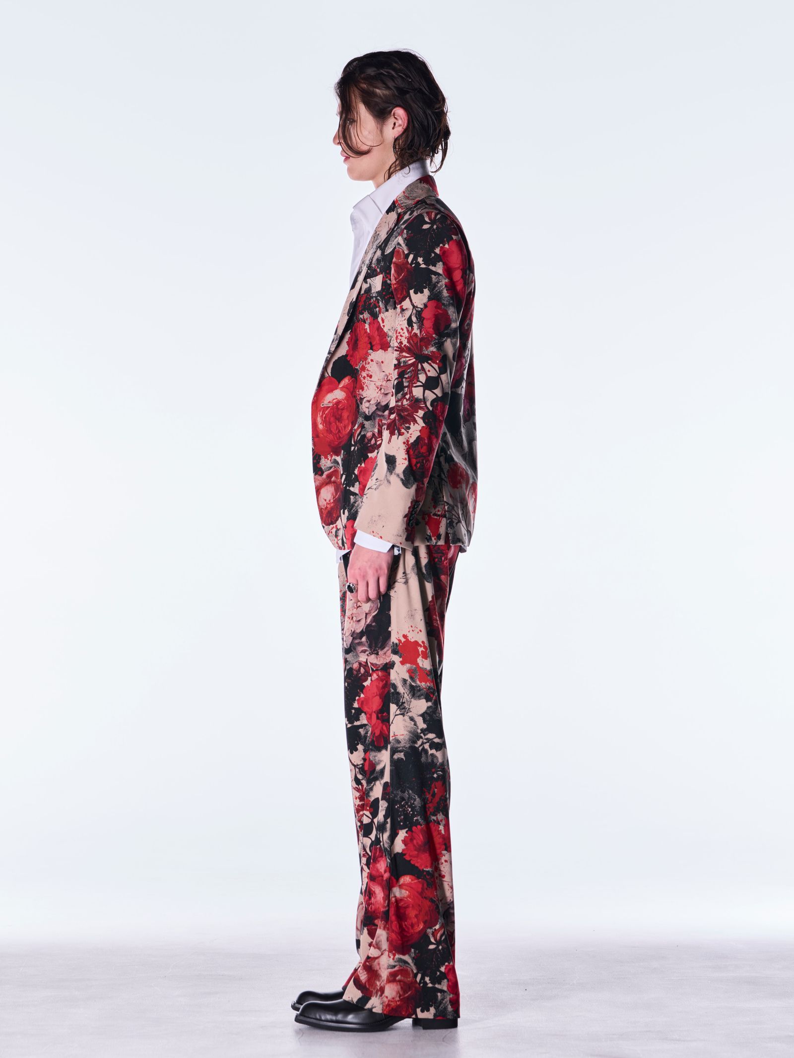 【予約品 6月29日(月) 締切】Beige Flora Wide Slacks / ワイドスラックス / ベージュ