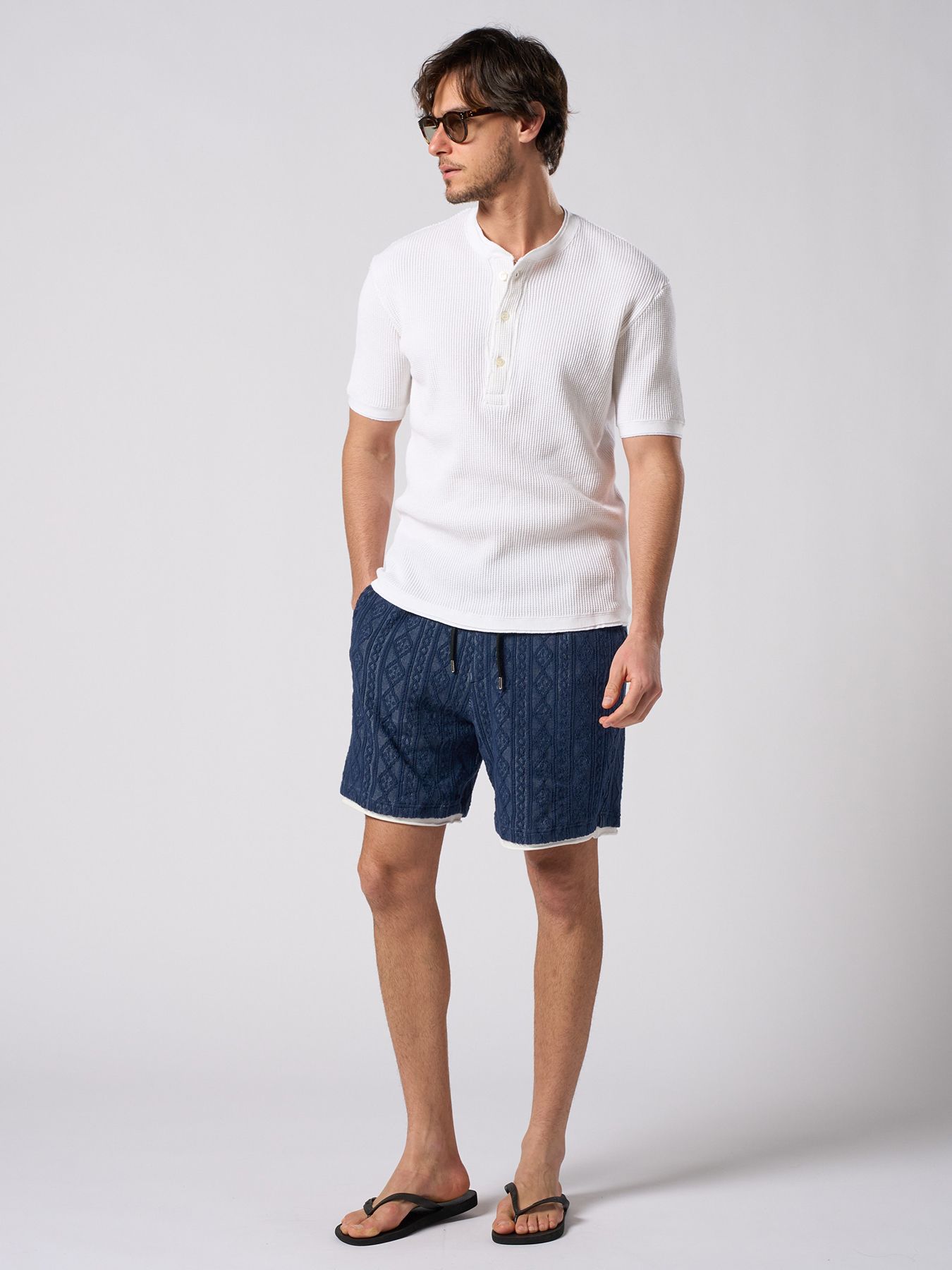 【予約品 1月25日(日) 締切】waffle henley S/S / ワッフルヘンリー ショートスリーブ / ホワイト