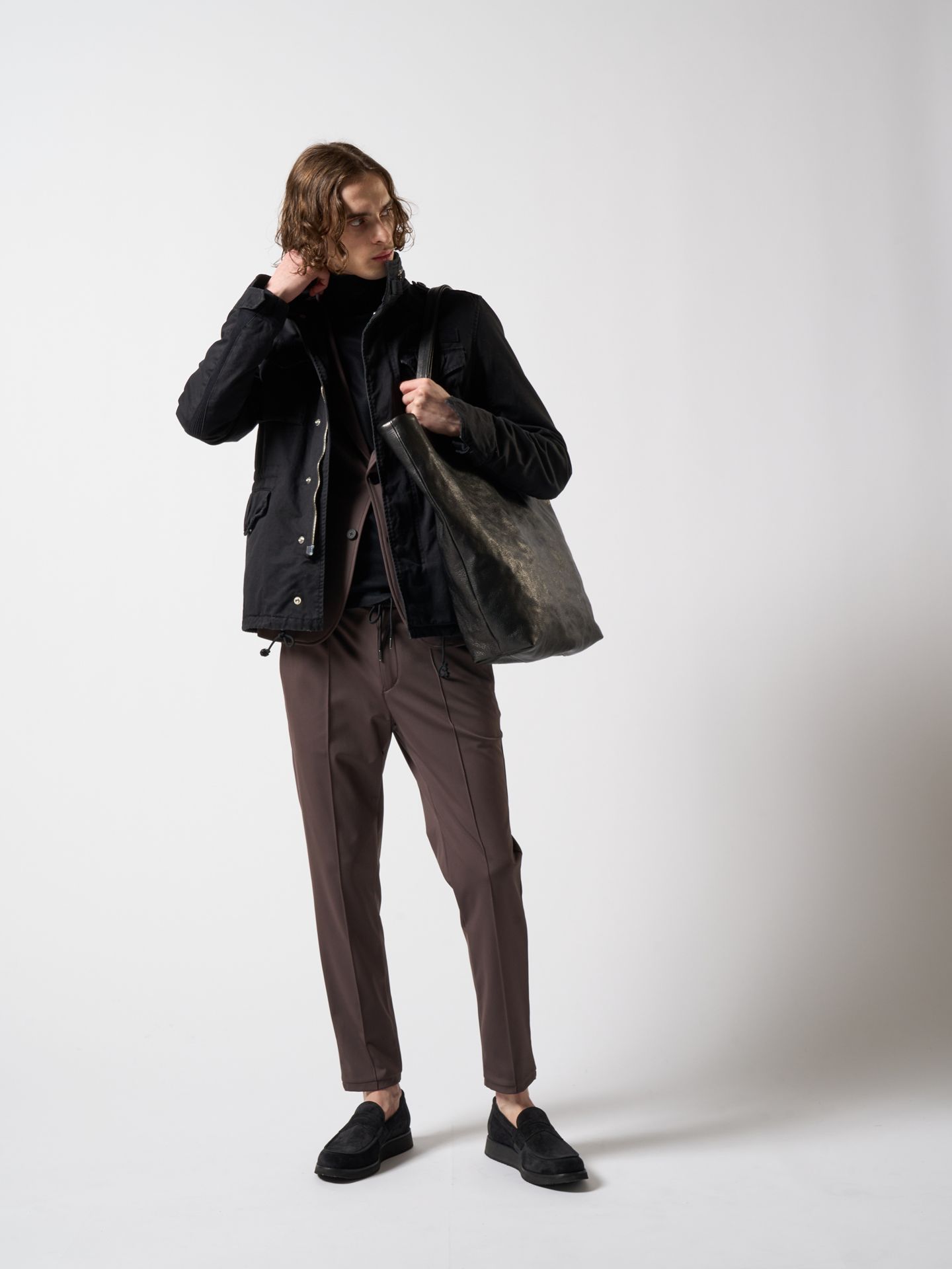 【予約品】 smart pin-tuck slacks / スラックス / チョコ