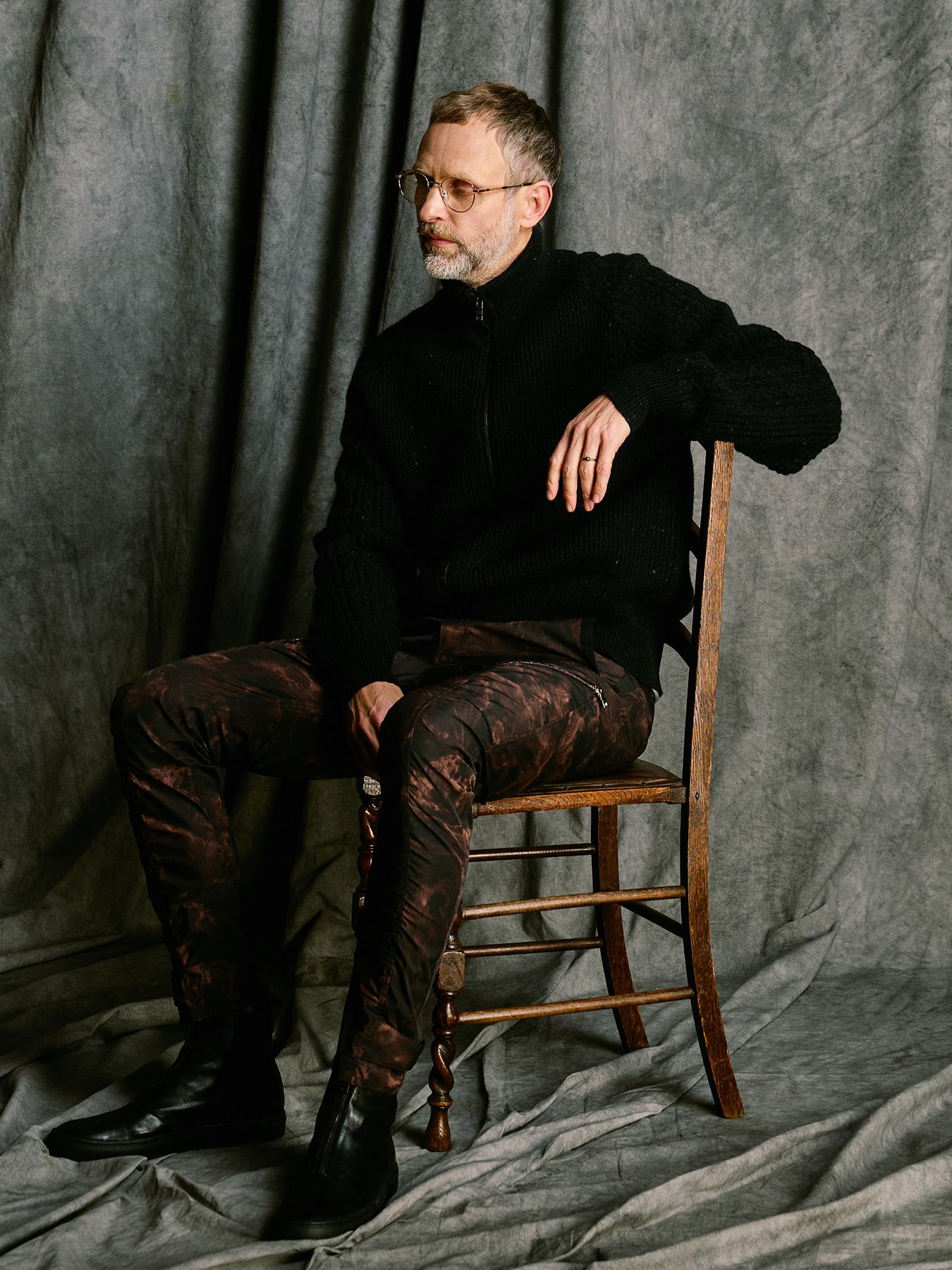 【予約品 4月19日(日) 18時締切】lomond×powder zip-up knit / ジップアップニット / ブラック