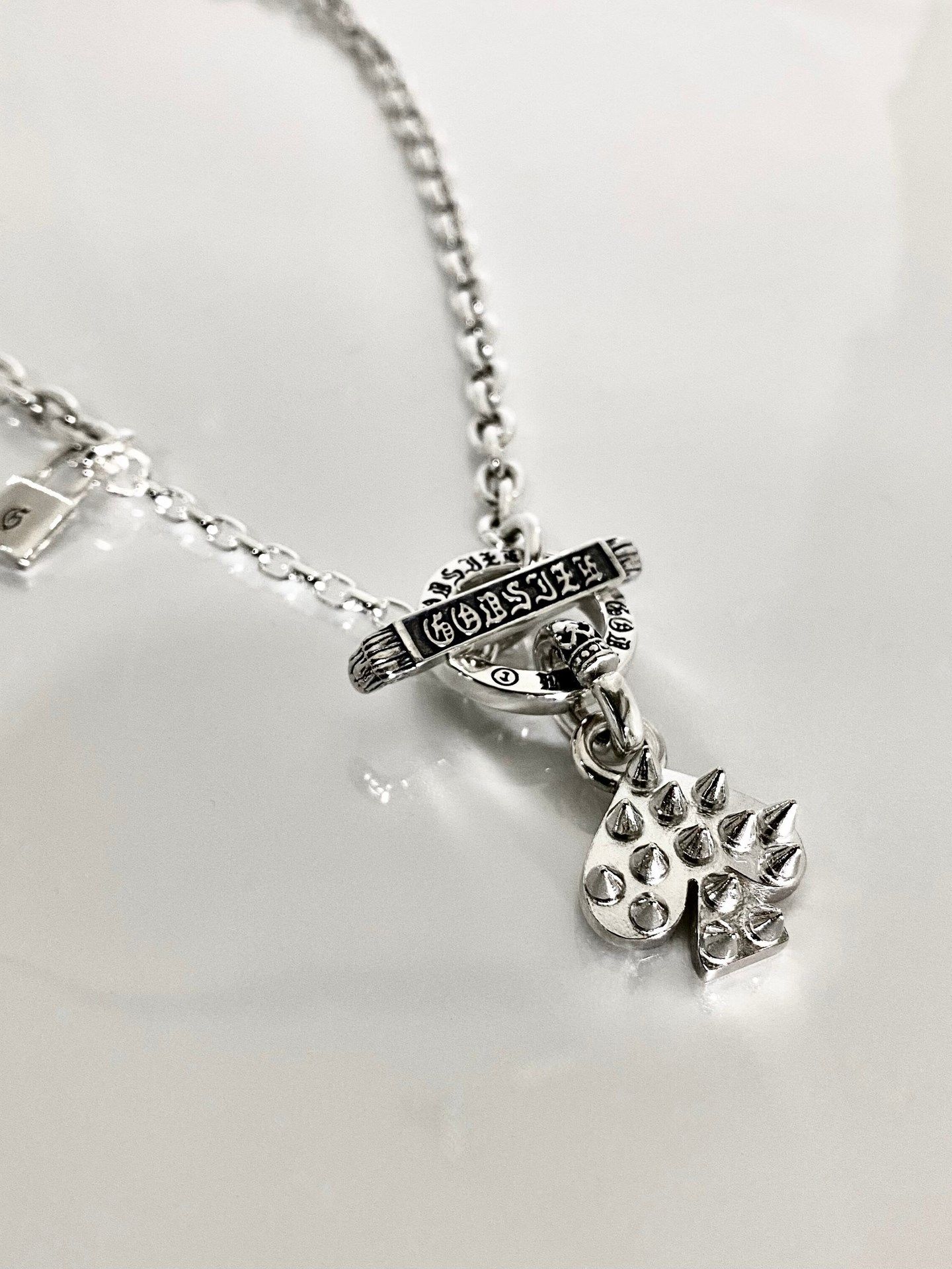 《受注生産》 CHAIN NECKLACE T-BAR [SPIKE : SPADE] / スパイクスペードTバーネックレス/ 注文から2～3週間後入荷予定