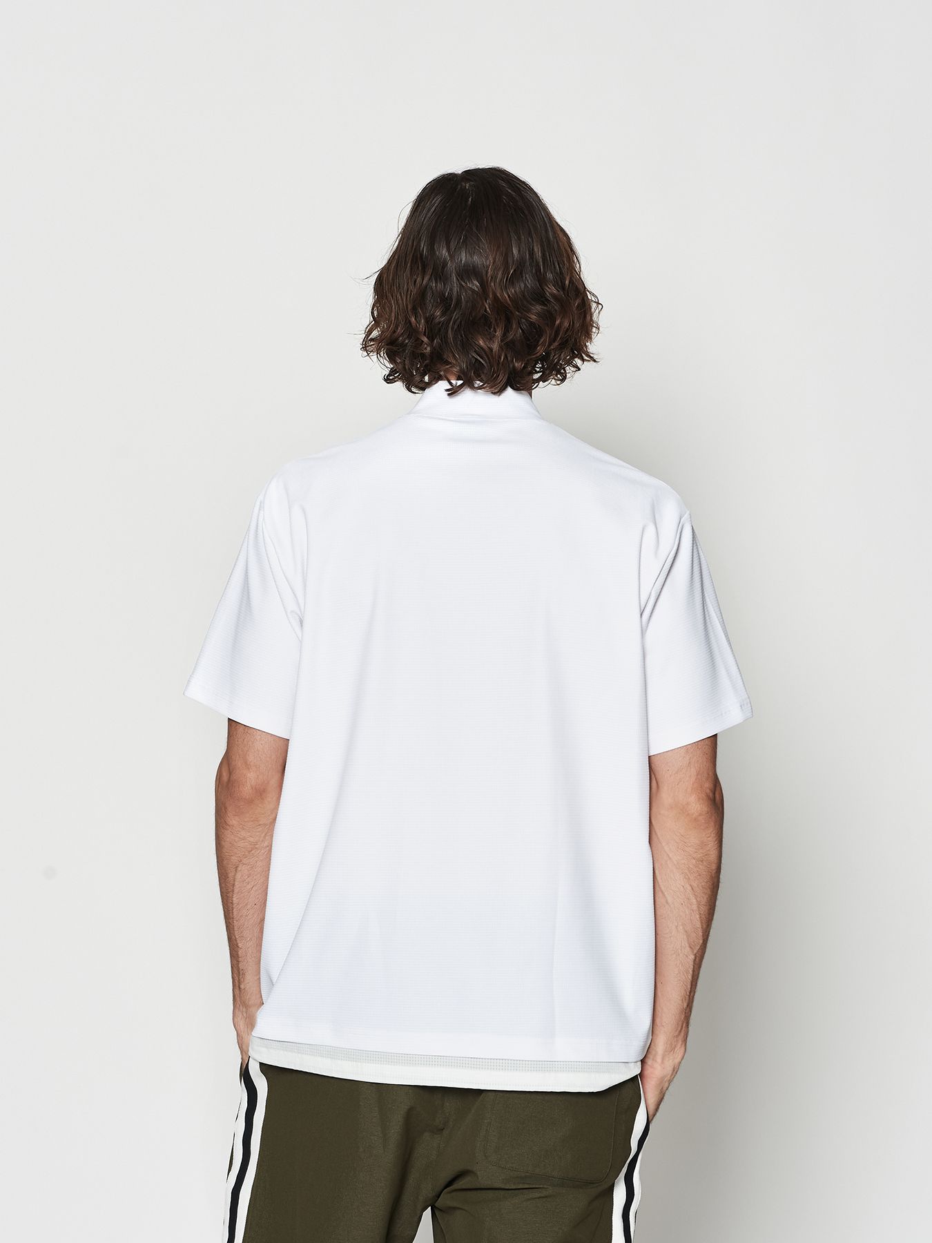 【予約品 10月9日(木) 締切】muta Mesh Mockneck S-S Top / モックネックTシャツ / ホワイト【Acanthus × muta MARINE】
