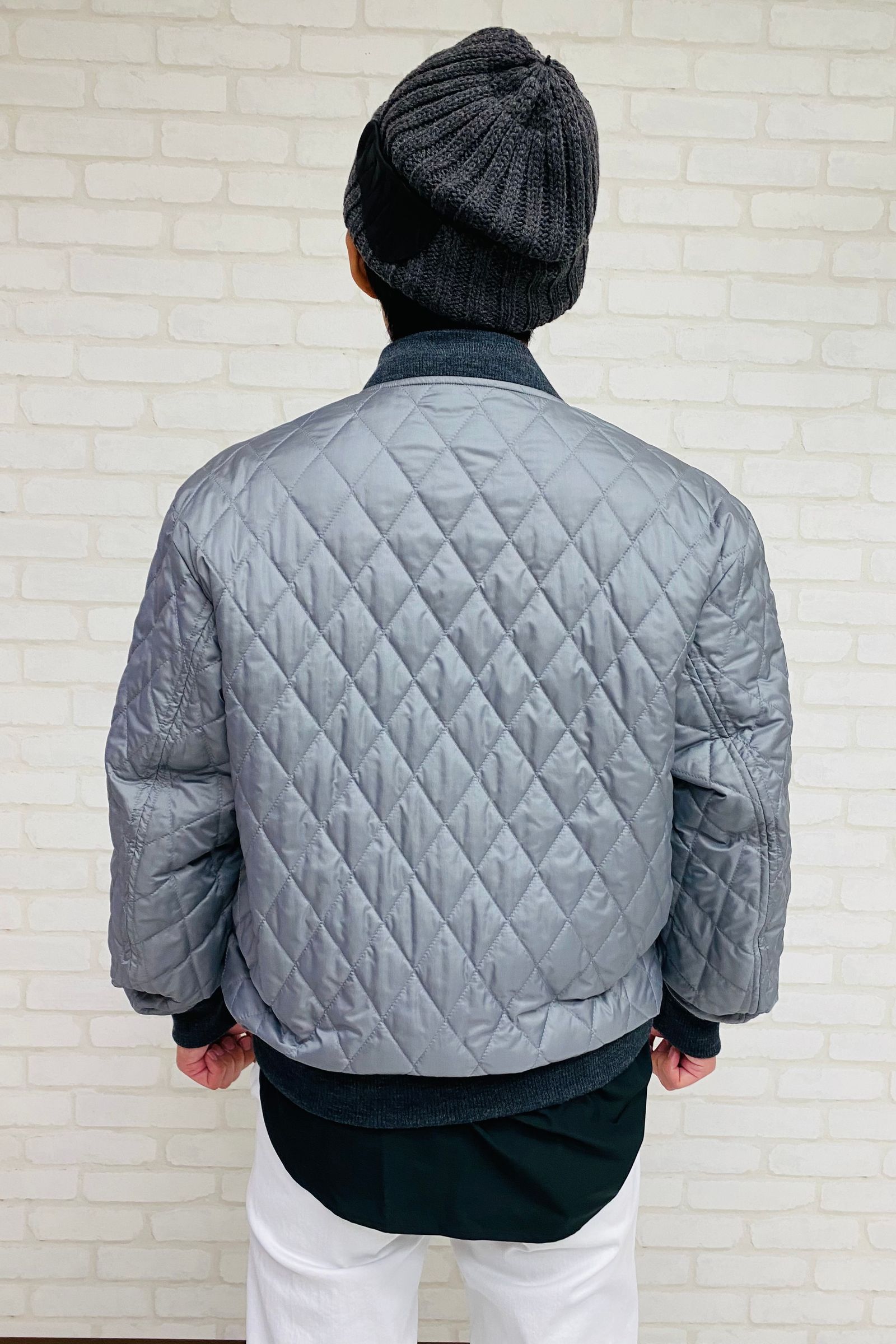 リバーシブルブルゾン キルティング×ストライププリント WhiteGray 71MICHAEL