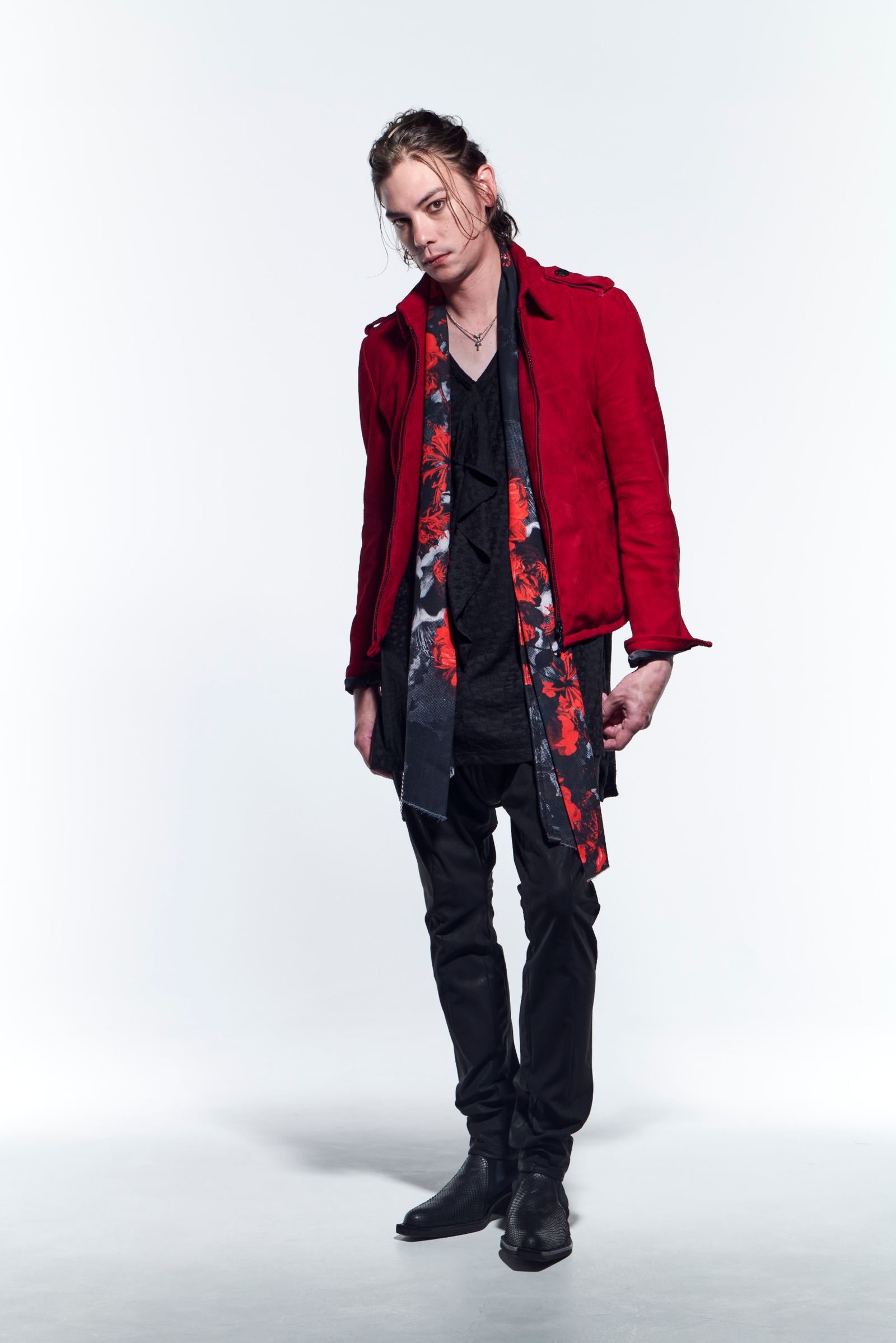 《予約品》 HighCollarShortBlouson ブルゾン CalfLeather / Red 【kiryuyrik】 1月入荷予定
