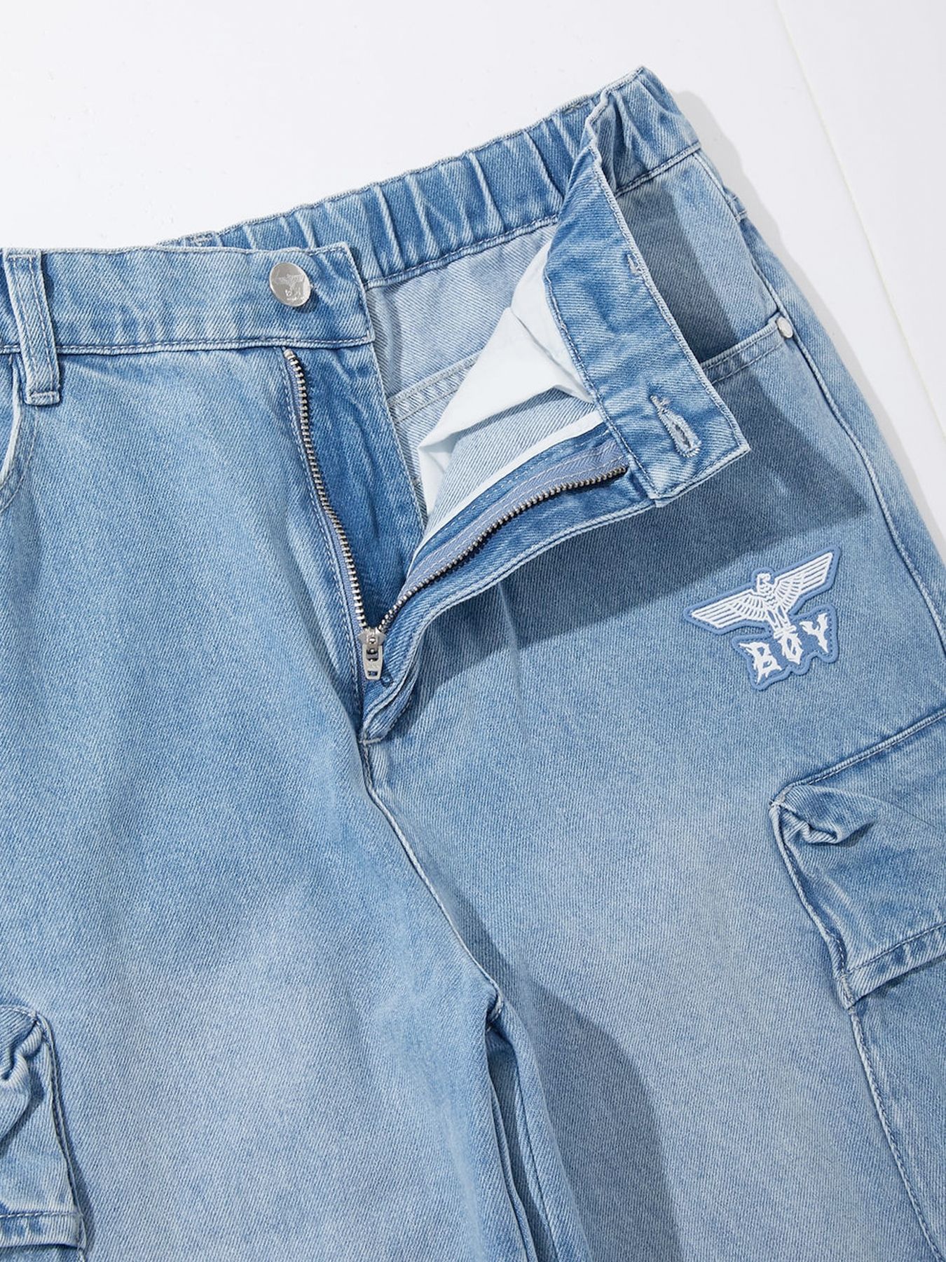 LOOSE FIT DENIM CARGO PANTS / ルーズフィット カーゴパンツ / ブルー