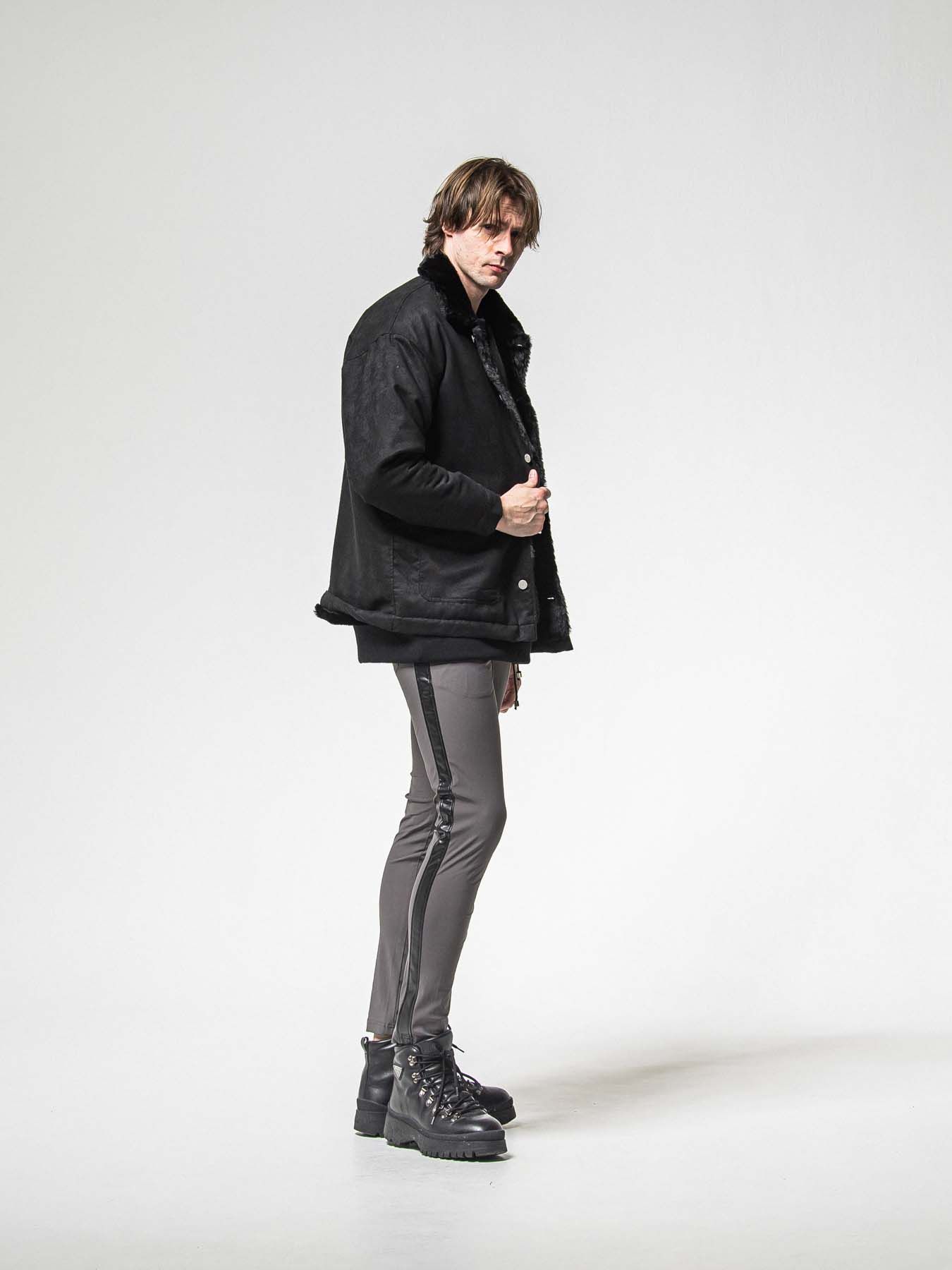 【予約品 8月31日(日) 締切】LEATHER LINE TRACK / レザーライン トラックパンツ / チャコール