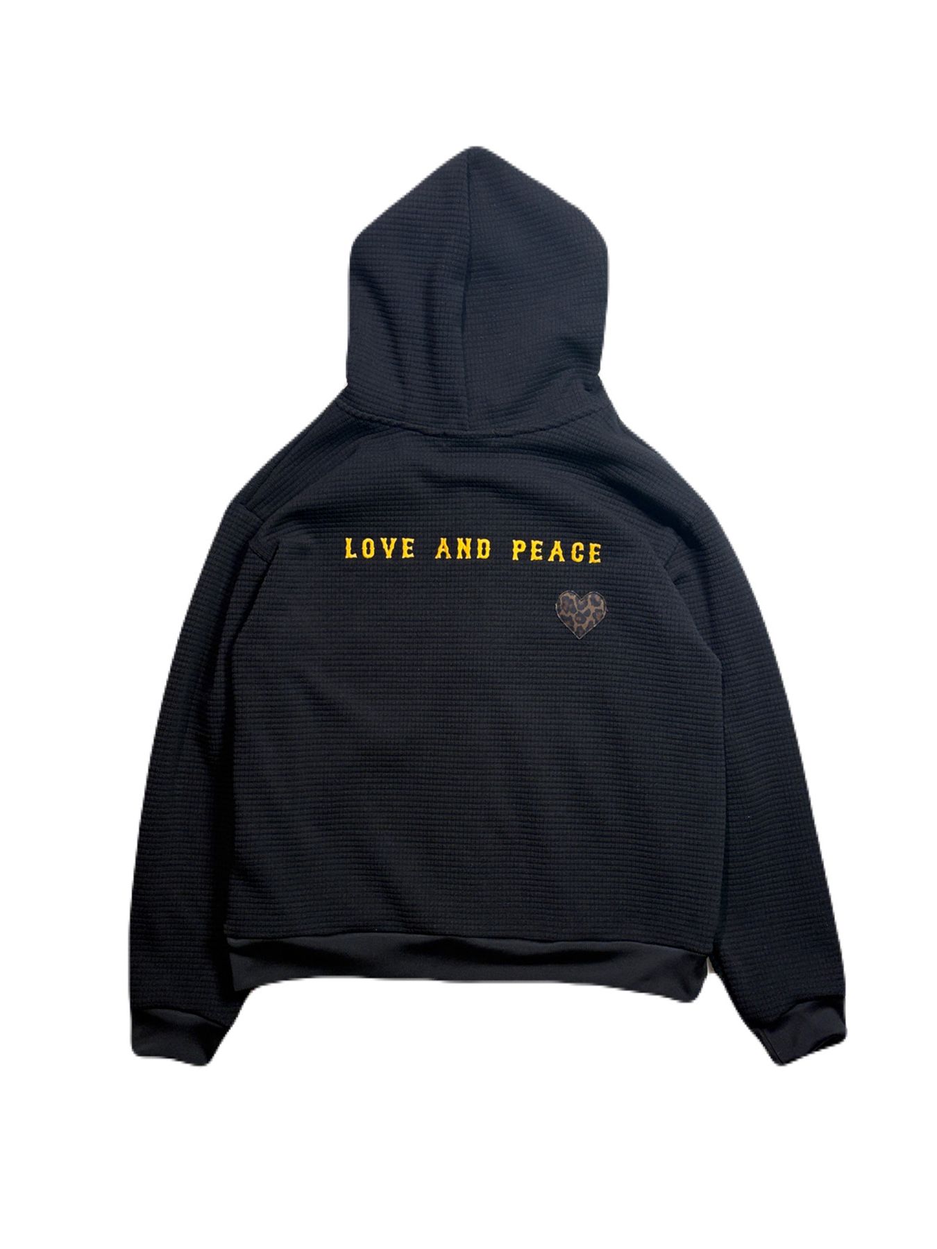 【予約品 3月9日(月) 18:00 締切】PATCH WAFFLE HOODIE / レザーパッチ ビッグワッフル ジップフーディ  / ブラック