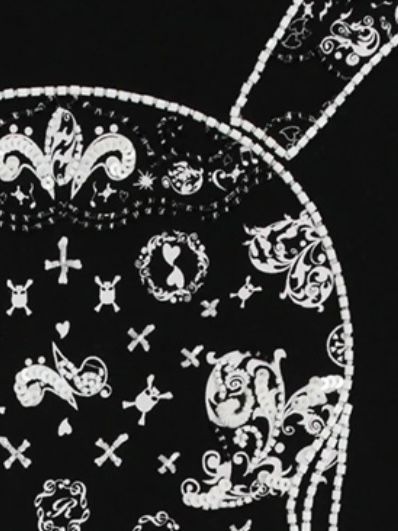 PAISLEY HEART SKULL T スパンコール＆ビーズ ブラック 【Roen】