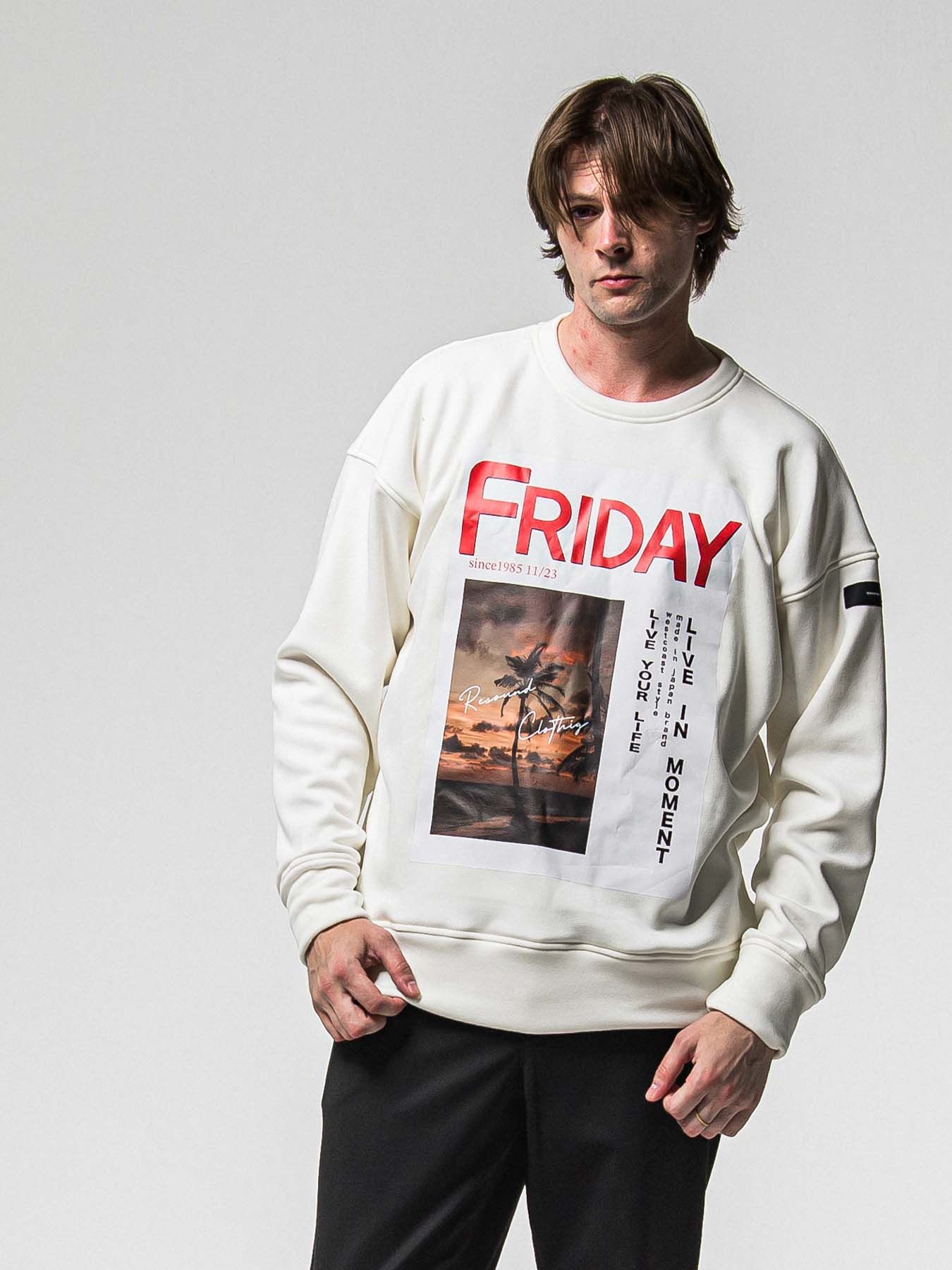 【予約品 8月31日(日) 締切】FRIDAY OLD COVER VEROURS FLEECE TRAINER / FRIDAYコラボ オールドカバー ベロアフリース トレーナー / ホワイト