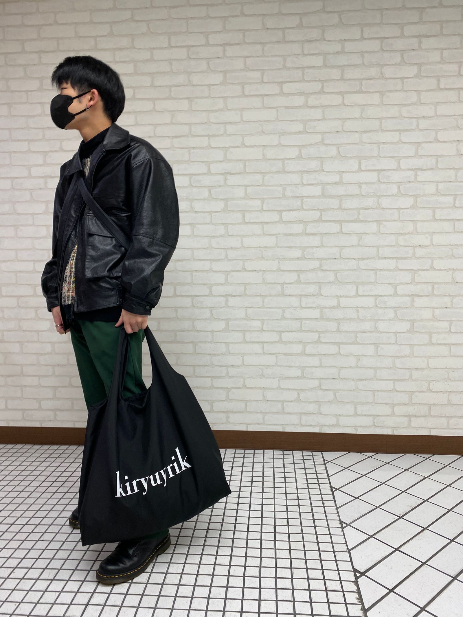 『予約品』限定45周年記念コラボファスナー開きPRESS BAG/プレスバック 白プリント【kiryuyrik×BRYAN】 6月上がり予定