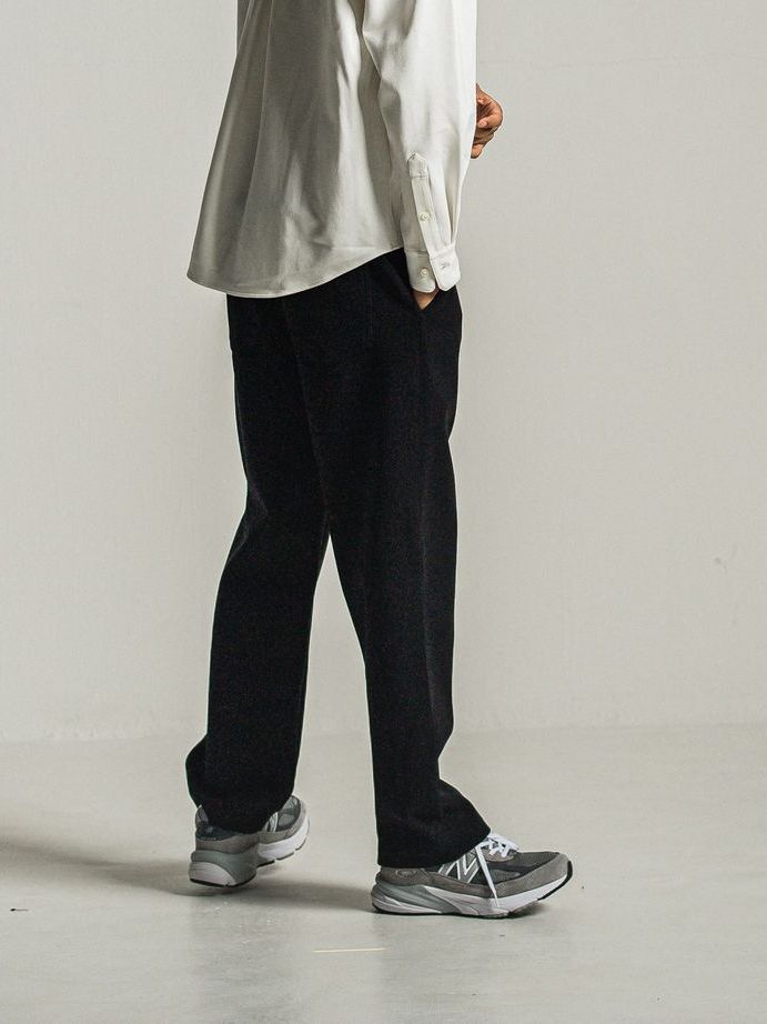《予約9月1日18時締め》 MELTON WIDE TUCK PANTS  / ワイドタックパンツ / ブラック