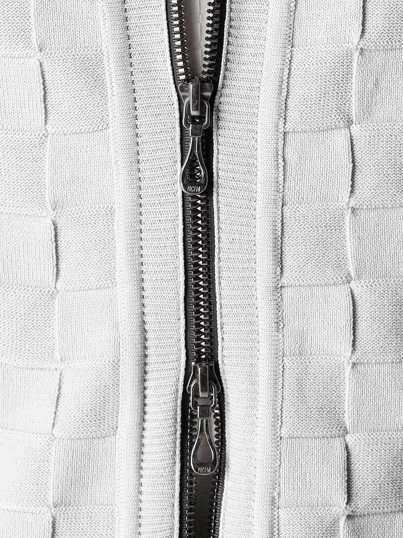 ブロックチェックニットブルゾン / ブラック 【NICOLE CLUB FOR MEN】