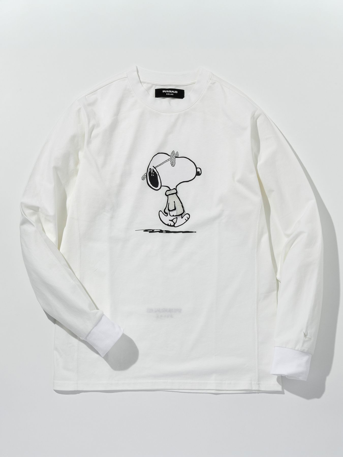 スヌーピー コラボ 長袖Tシャツ / ホワイト ラインストーン【PEANUTS × 1PIU1UGUALE3 RELAX】