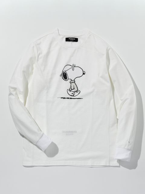 スヌーピー コラボ 長袖Tシャツ / ホワイト ラインストーン【PEANUTS × 1PIU1UGUALE3 RELAX】
