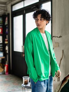 《予約品3月3日18：00締め》 RUSH  OVER  NO COLLAR JK / カーディガンジャケット / グリーン