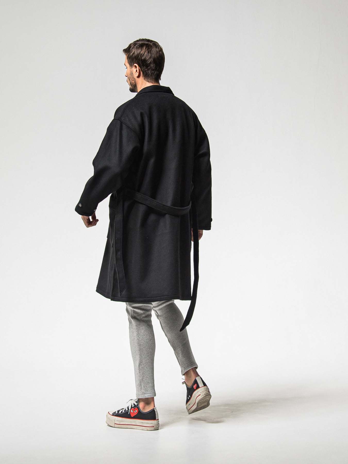 【予約品 】GOWN OVER COAT / ガウンオーバーコート / ブラック