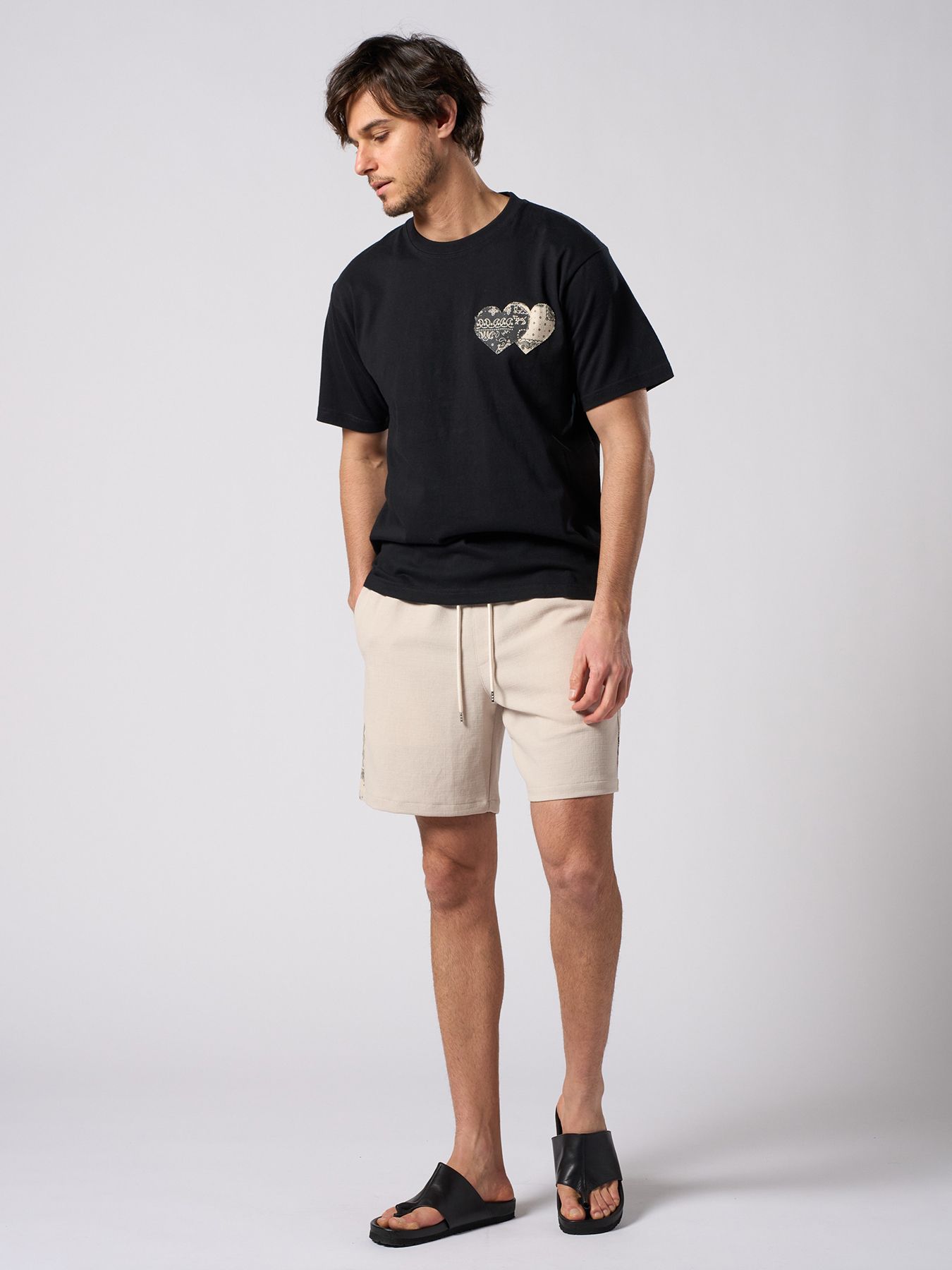 【予約品 1月25日(日) 締切】bandana print panel shorts / バンダナプリントパネル ショーツ / ベージュ