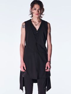【予約品 6月29日(月) 締切】PE Gabardine Flare Vest / フレアベスト / ブラック