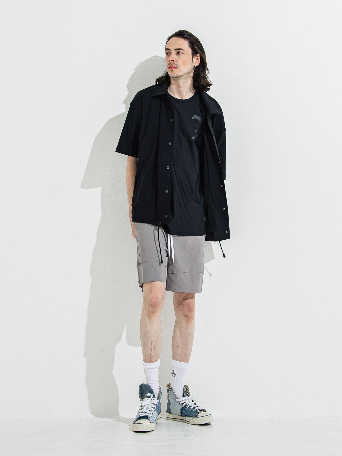 【予約品】NYLON HALF COACH JACKET / ナイロンハーフコーチジャケット / ブラック