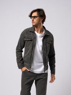 【予約品9月19日 10時締め】 denim jersey zip blouson / ブルゾン / usedブラック
