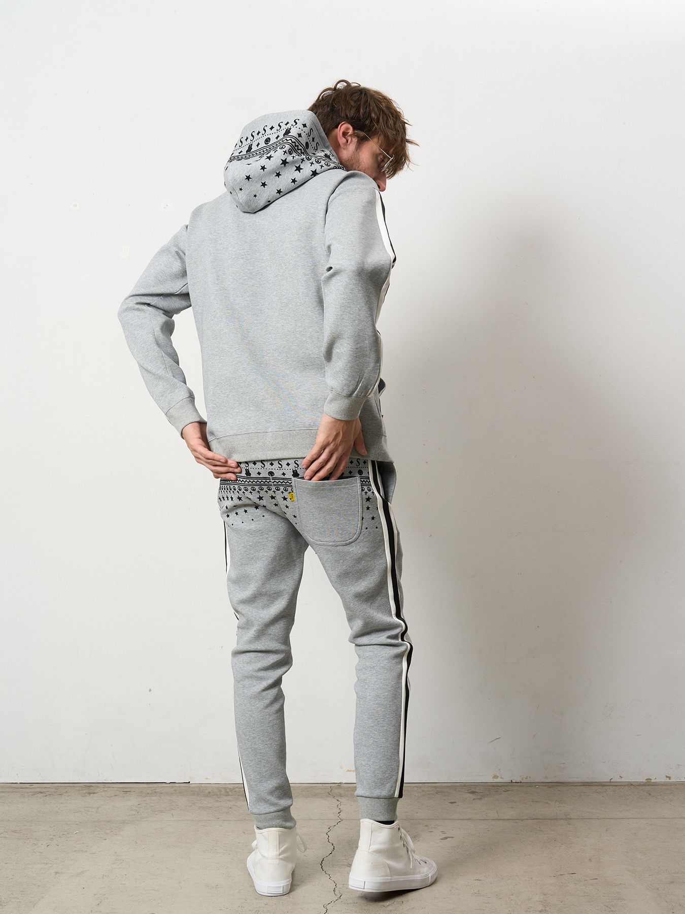 【予約品 5月8日(木) AM10時 締切】 T-Rストレッチポンチ スターノルディックフロッキー ラインリブパンツ / M.グレー