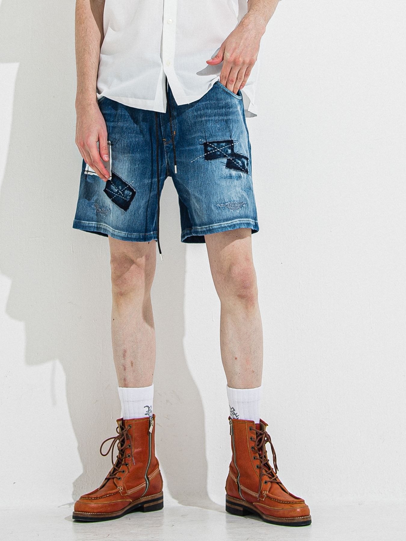 【予約品 】DENIM JERSEY SHORTS / デニムジャージショーツ / インディゴリメイク