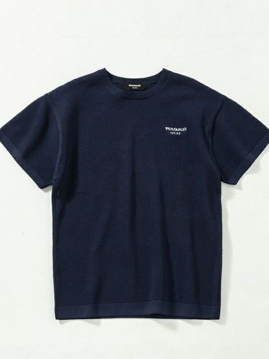 メッシュニット半袖Tシャツ / ネイビー