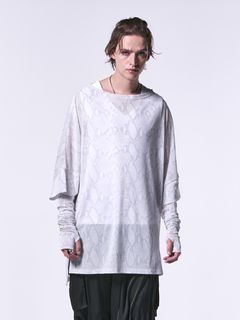 《予約品1月》 Dolman-T / メッシュ ドルマンTシャツ / ホワイトパイソン