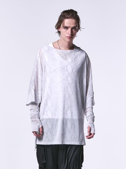 《予約品1月》 Dolman-T / メッシュ ドルマンTシャツ / ホワイトパイソン