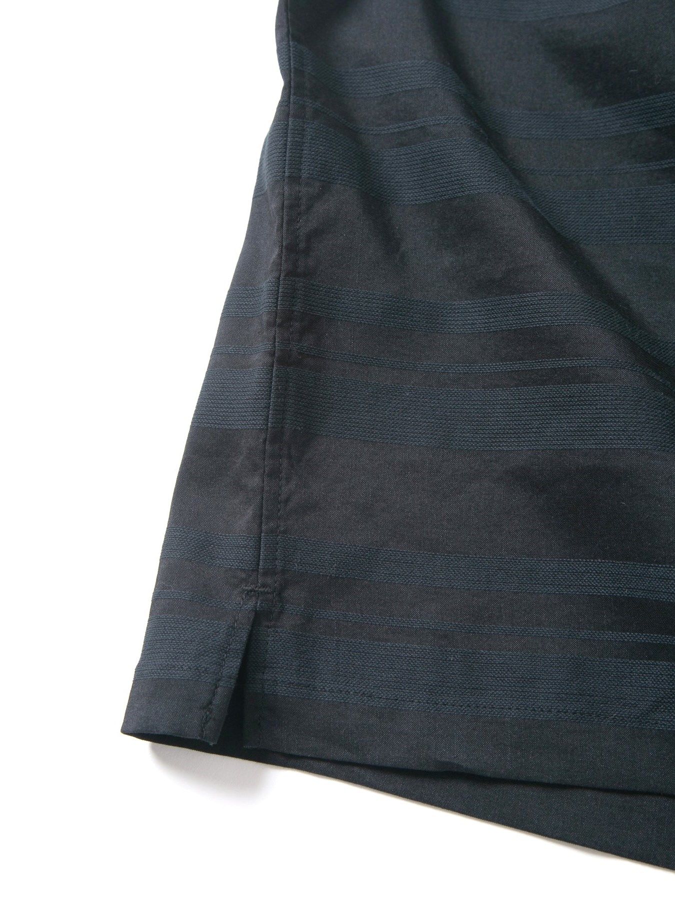 レーヨン コットンラミー ストライプ H/S 開襟シャツ  / Open Collar Shirt / ブラック 【STRUM】2024年2月入荷予定