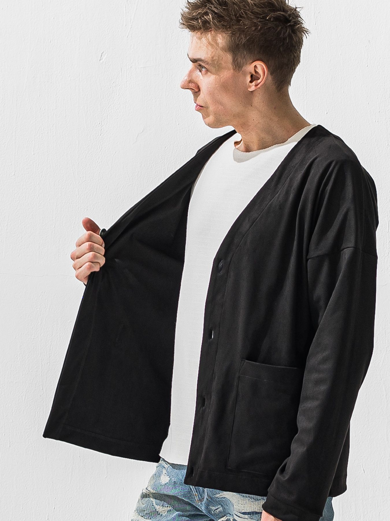 【予約品 9月6日(日) 締切】SUEDE CARDIGAN / スウェードカーディガン / ブラック