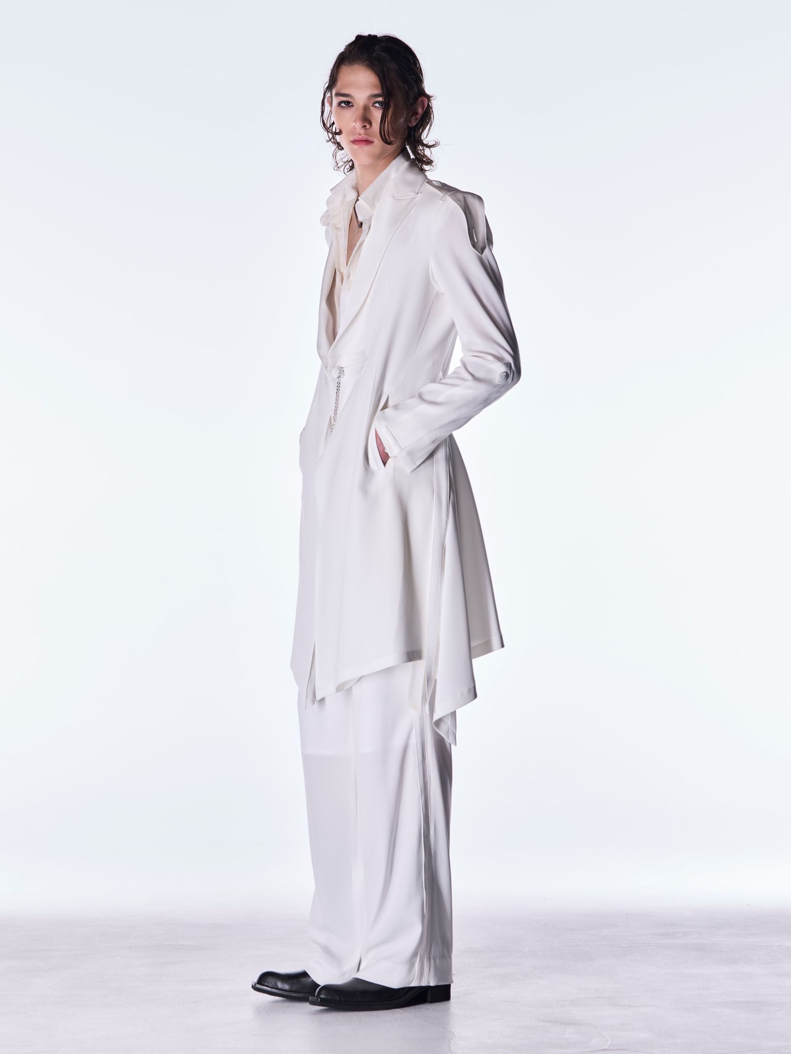 【予約品 6月29日(月) 締切】Back Satin Wide Slacks / ワイドスラックス / ホワイト