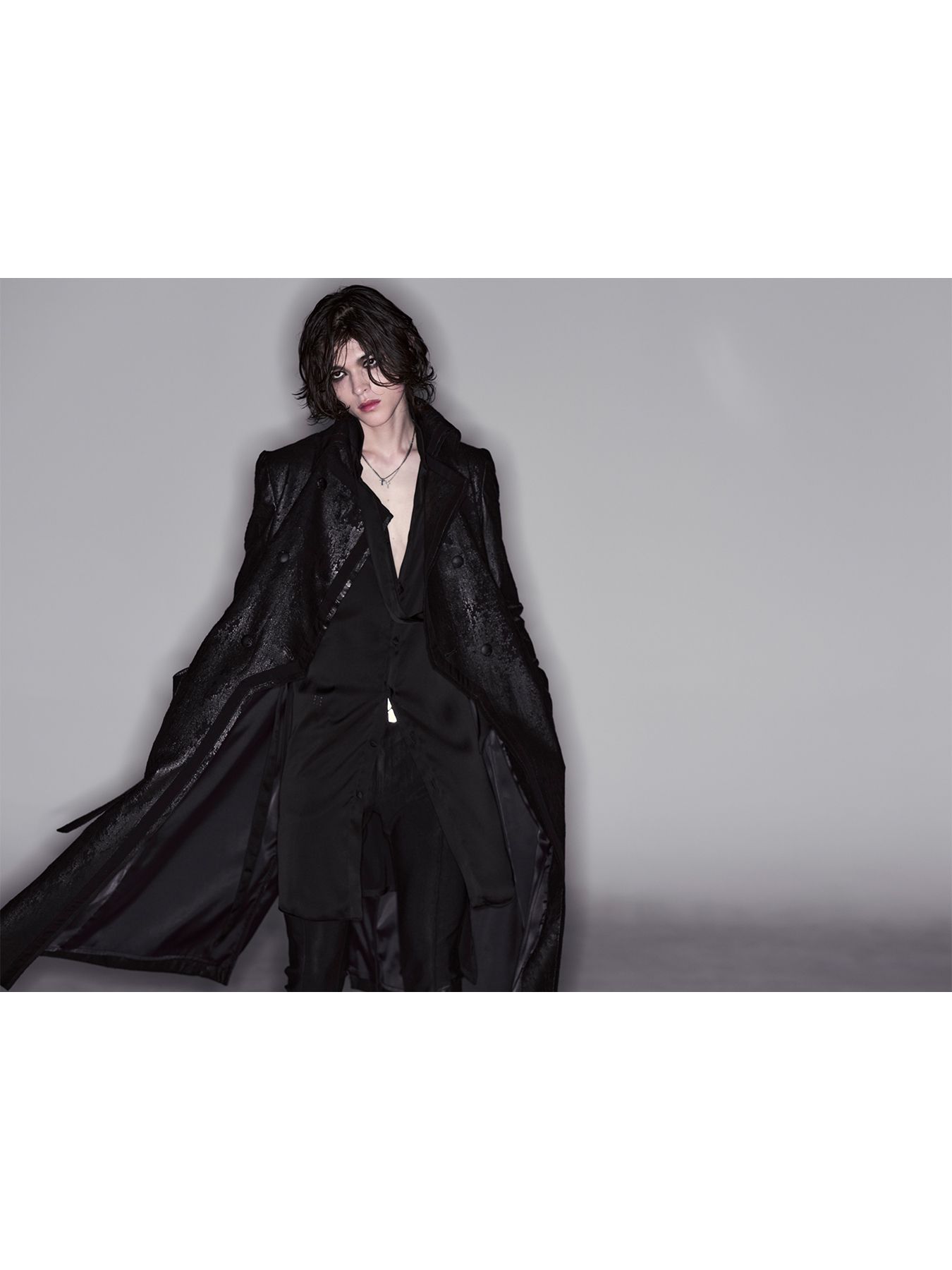 【予約品 6月29日(月) 締切】Cross Dot Fleece Long Napoleon Coat / ロング ナポレオンコート / ブラック