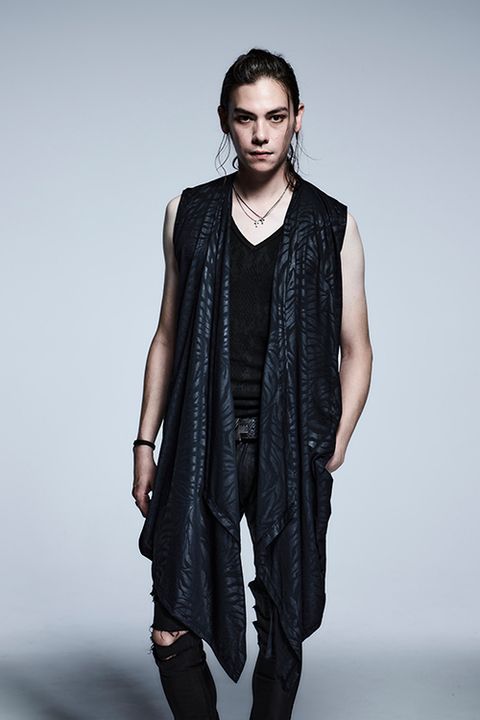 《予約品》 WrapFlareNoSleeveCardigane ZebraEmbossJersey / Black 【kiryuyrik】 3月入荷予定