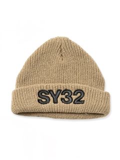 EMBROIDERY KNIT BEANIE / ロゴ刺繍 ニットキャップ / ベージュ 【SY32 by SWEET YEARS GOLF】
