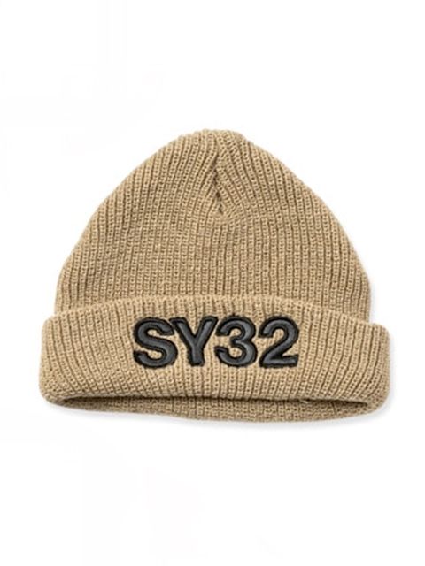 EMBROIDERY KNIT BEANIE / ロゴ刺繍 ニットキャップ / ベージュ 【SY32 by SWEET YEARS GOLF】