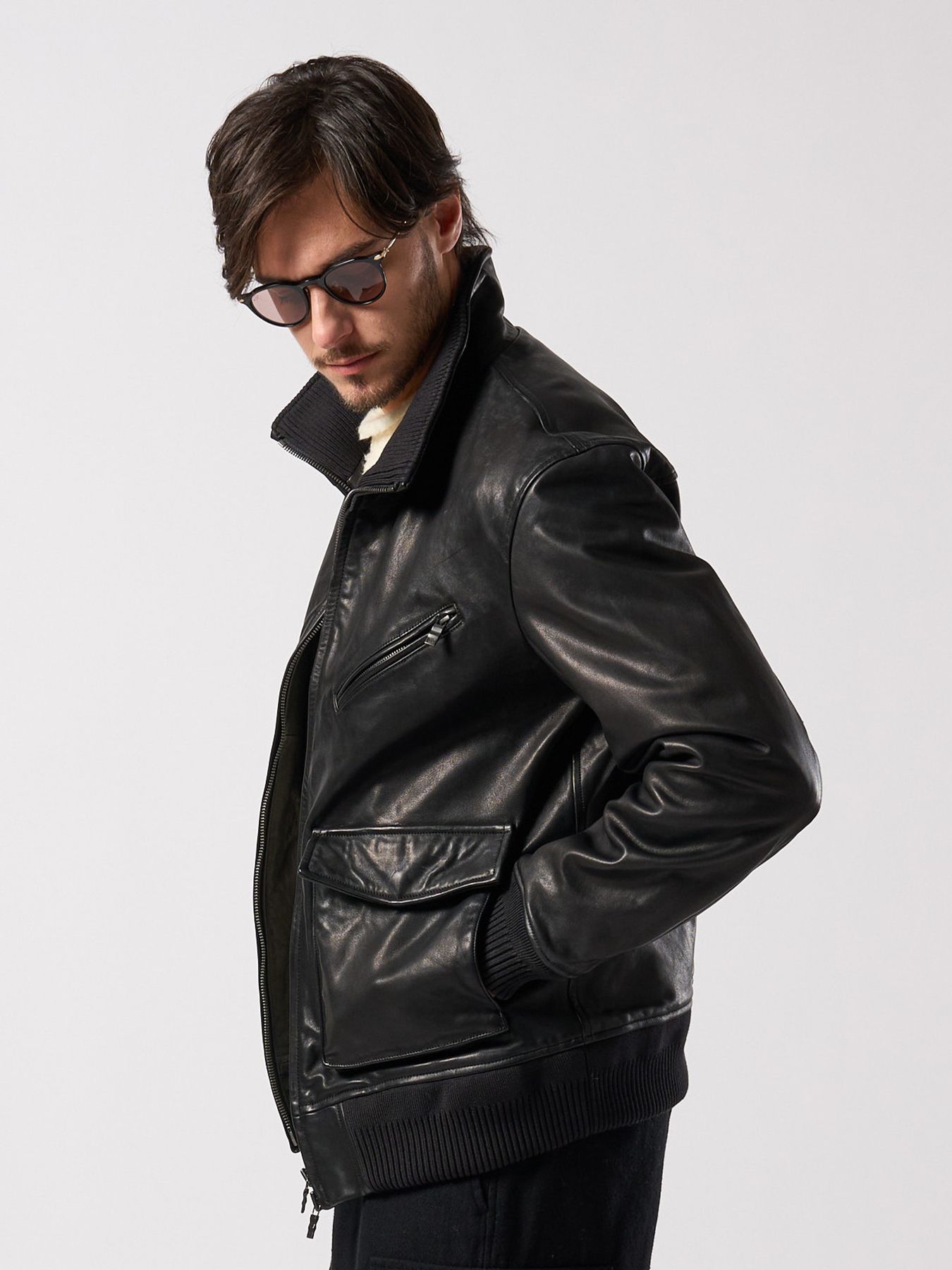 【予約品 4月19日(日) 18時締切】leather rib jersey type A-2 / A-2タイプ レザーリブジャージー / ブラック