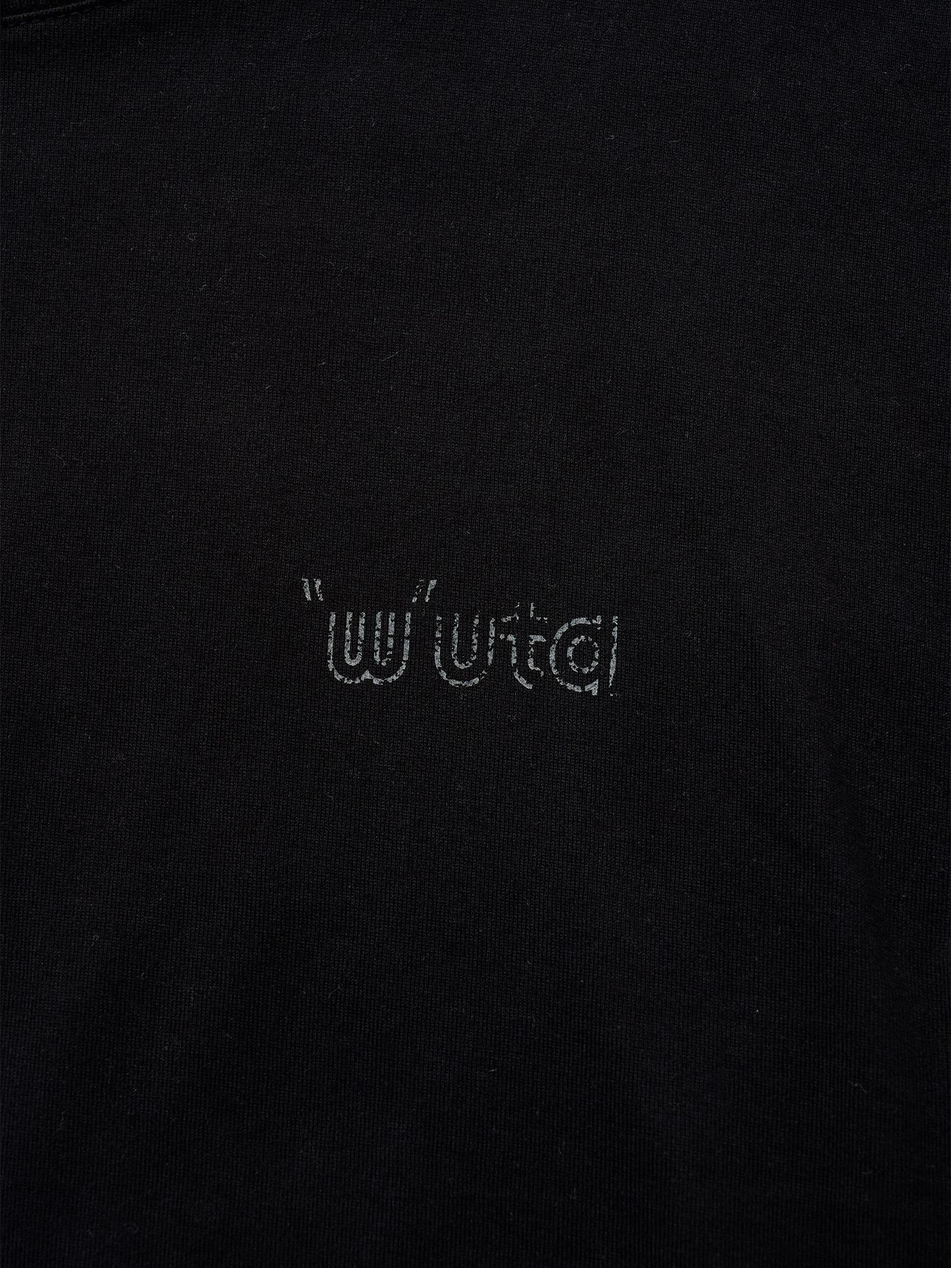 【予約品】muta × wjk collection：cut-off mock-neck L-S(printed) / モックネックロングスリーブカットソー / ディープブラック