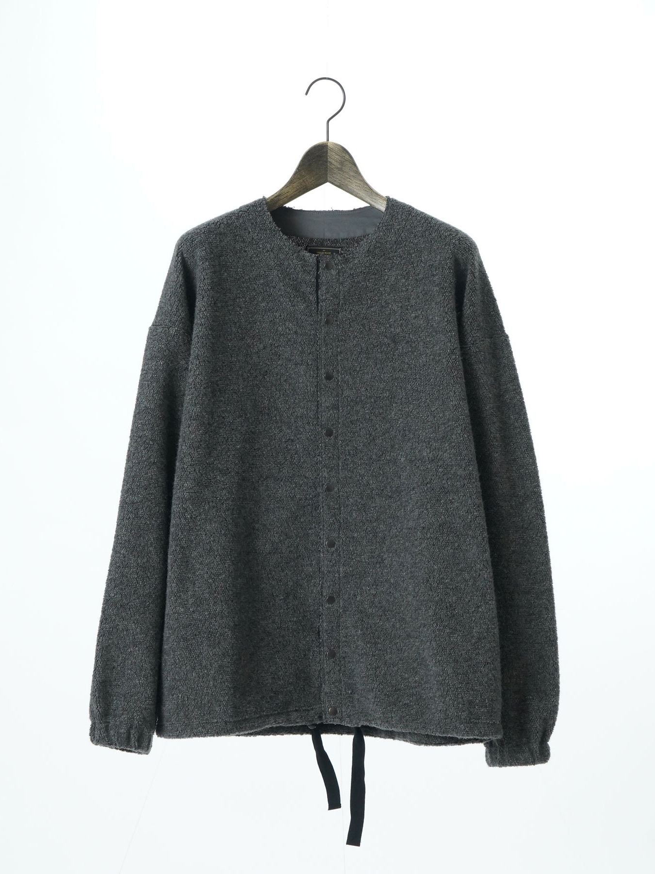 【予約品 】WOOLSNAP / ウールパイル カーディガン / 杢グレー